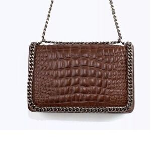 Brown Zara Chain Bag, Embossed Crocodile Effect - In Perfect Condition